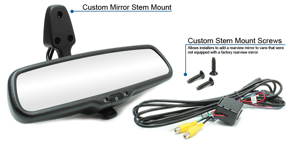 Rostra 250-8208-NIS Nissan NV200 and Chevrolet City Express rearview mirror backup camera system