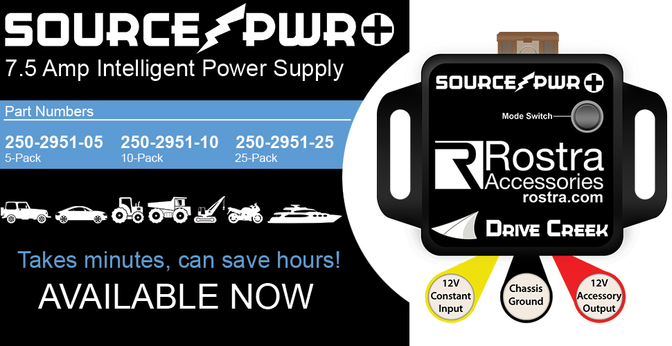 SourcePWR PLUS from Rostra - the intelligent 12-volt power supply.  Just connect directly to your battery and you are ready to power an aftermarket accessory automatically.