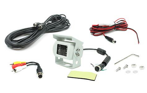Rostra 250-8149-10M hinge-mount, white CMOS color camera with selectable parking grid lines and 10-meter harness