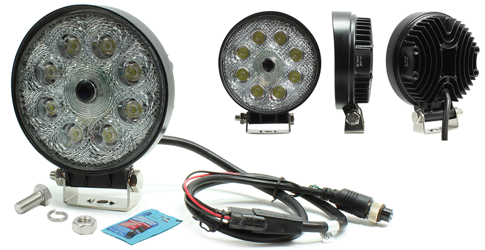 Rostra 250-8170HD Round LED Work Lamp with Integrated CMOS Color Camera (no harnesses included)