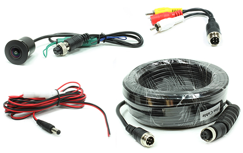 Rostra 250-8184-HD-10M flush-mount CMOS color camera with selectable parking grid lines and 10-meter harness