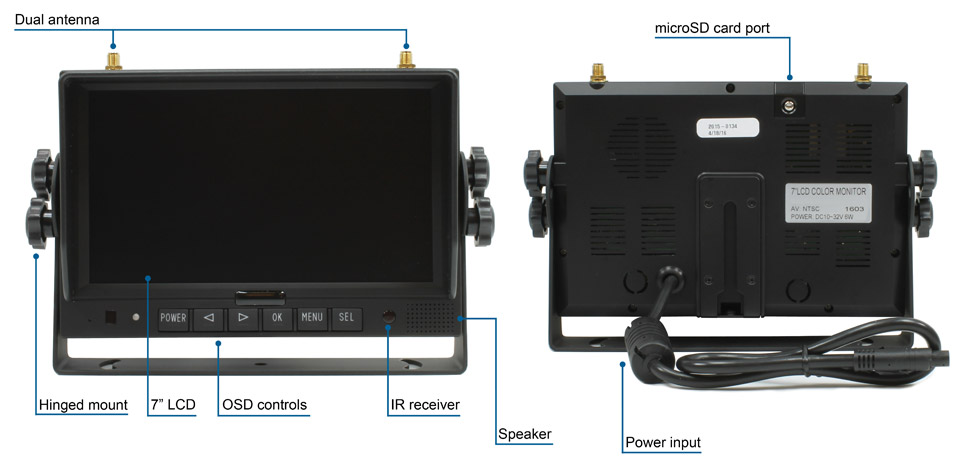 Front and back view of wireless LCD monitor