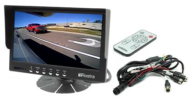 Rostra 250-8222 7-inch TFT LCD monitor with four video inputs and dashboard pedestal mount