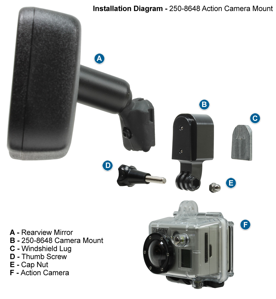 Rostra 250-8648 action camera mount installation diagram