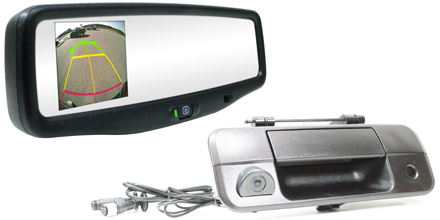 Rostra 250-8800 3.5-inch LCD mirror monitor and 250-8587 integrated tailgate handle CCD camera