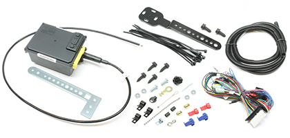 An image showing the components of a universal add-on cruise control system for automotive applications