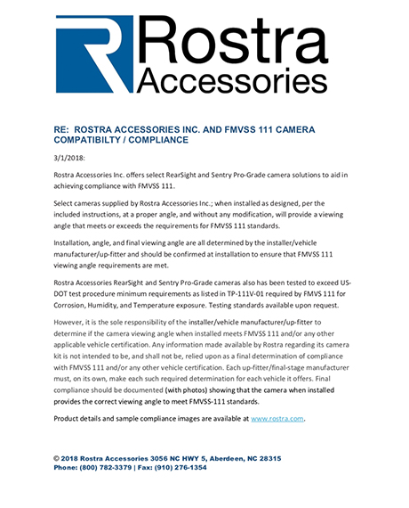 Rostra FMVSS 111 Compliance Letter PDF Download