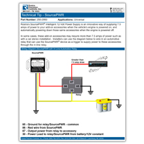 A screenshot of a PDF showing how to use the Rostra Source Power system to provide power to a device require more than 7.5 Amps of power