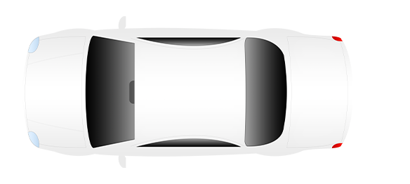 Image of a white car in the right-hand side blind spot of a vehicle