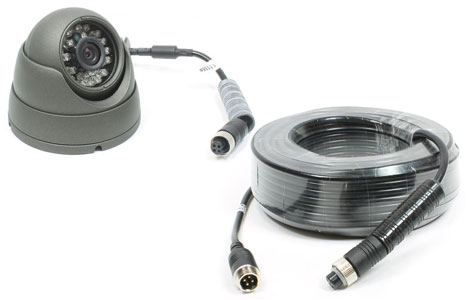 Rostra 250-8143-HD-20M dome-shaped IR-equipped CMOS color camera with 20-meter harness