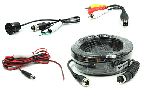 Rostra 250-8183-HD-10M flush-mount CMOS color camera with selectable parking grid lines and 10-meter harness