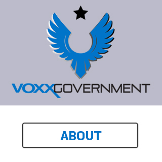 An image with the word About which leads to the VOXX Government website