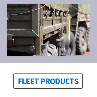 An image that says Fleet Products under a picture of a military truck which leads to a page that describes the various products designed for use in large fleets
